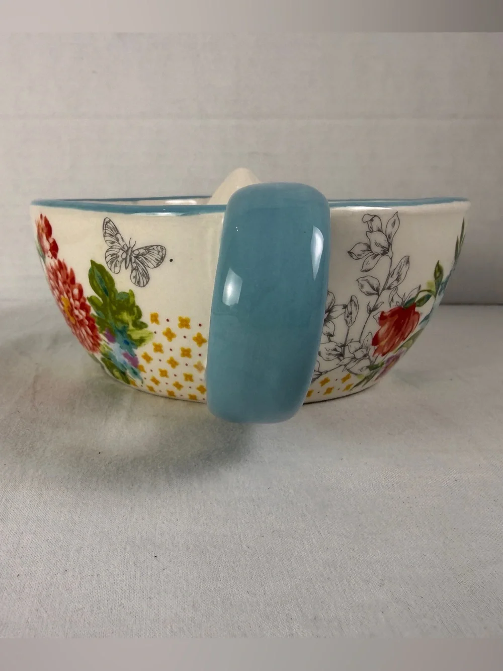 The Pioneer Woman Blooming Bouquet Ceramic Juicer floral pattern teal  handle